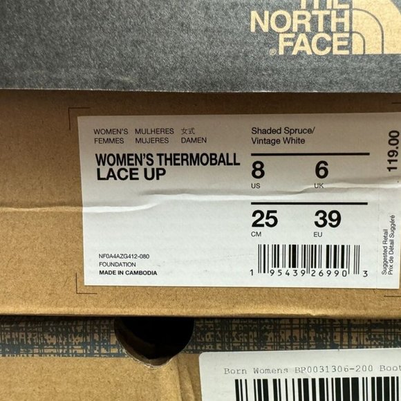 The North Face Womens Thermoball Lace Up Boot Spruce Size 8 M - Picture 6 of 6
